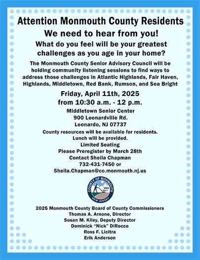 Monmouth County Senior Advisory Council Community Listening Session