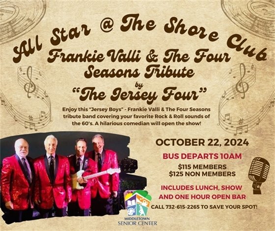 Middletown Senior Center "The Jersey Four" Bus Trip