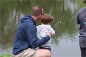 Mayor Tony Perry and his son, Grant, look for fish together!