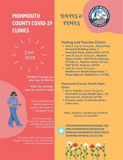 Monmouth County June 2023 COVID-19 Clinics