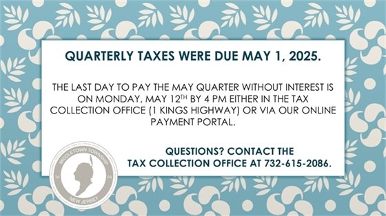 Quarterly taxes were due Thursday, 5/1.