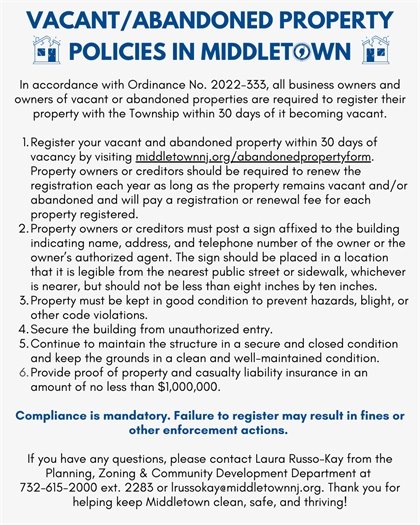 Vacant/Abandoned Property Policies in Middletown