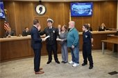 Mayor Tony Perry swears in Brian McKittrick as the 2024 EMS Chief.
