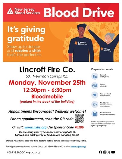 Lincroft Fire Company Blood Drive