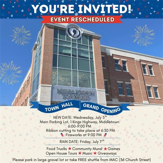 Town Hall Grand Opening on Wednesday, 7/5 from 6-9 PM