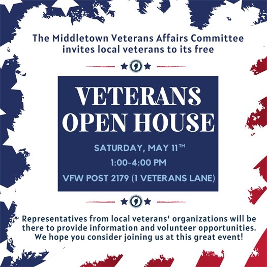 Veterans Open House: Saturday, 5/11 from 1-4 PM at VFW Post 2179