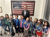 Group photo of Girl Scout Troop 223 with Mayor Perry