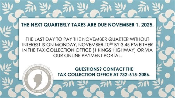 Quarterly taxes are due Saturday, 11/1.