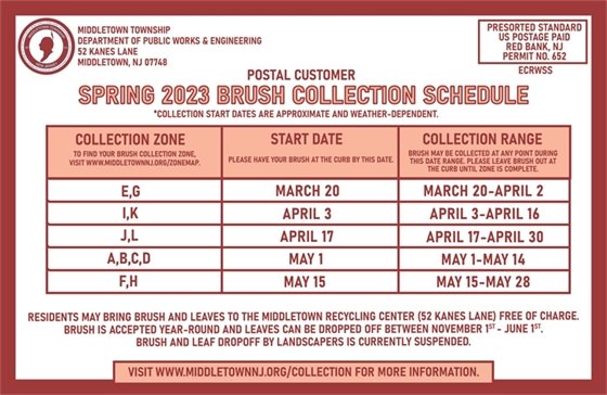Brush Collection Schedule