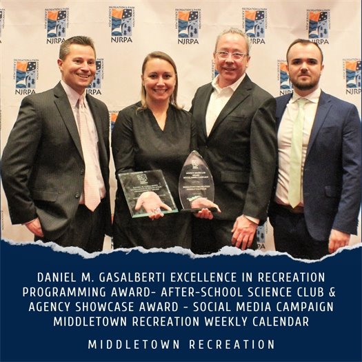 Photo of Middletown Recreation Director Janet Dellett Receiving Award from NJRPA