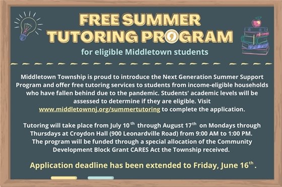 Next Generation Summer Support Program Application