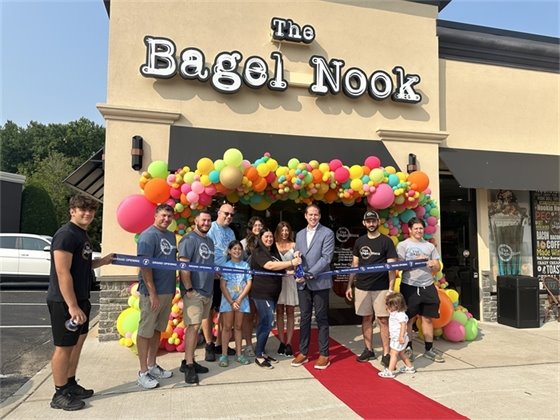 Group photo of The Bagel Nook's grand opening
