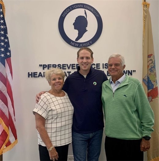 Mayor Perry with former Mayor Patrick Parkinson and his wife Claire