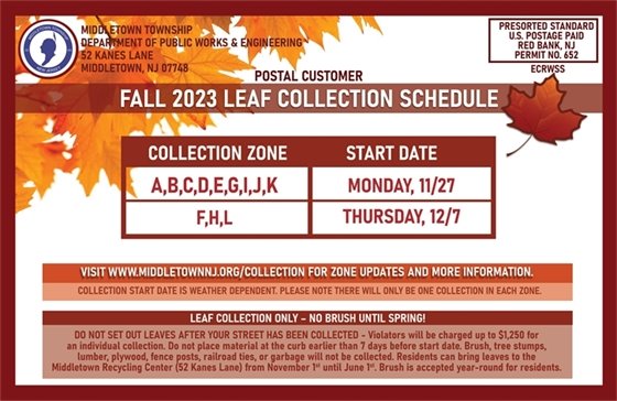 Fall 2023 Leaf Collection Schedule