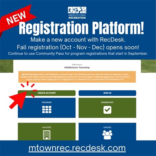 New Middletown Recreation Registration Platform: RecDesk