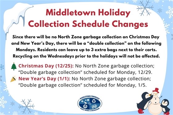 DPW Holiday Collection Schedule Changes