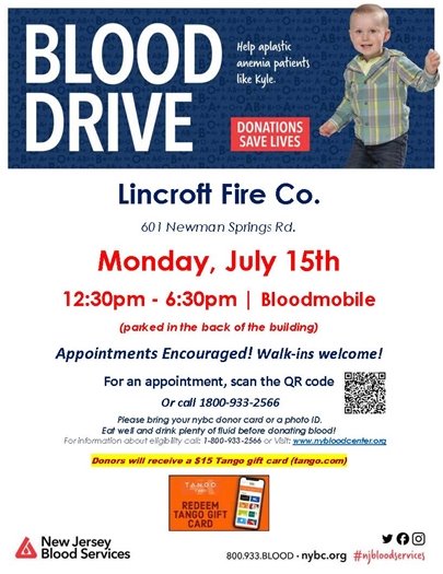 Lincroft Fire Company Blood Drive