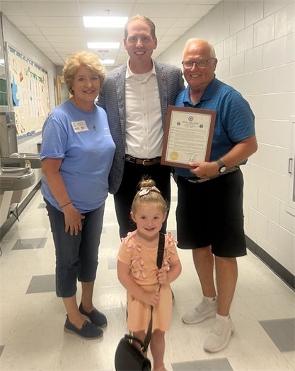 Photo of Mayor Perry, Reagan, and Jersey Shore Workcamp Coordinators Gail and Bill Bechtoldt