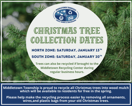 Christmas Tree Collection Dates: North Zone on Sat., 1/13 and South Zone on Sat., 1/20