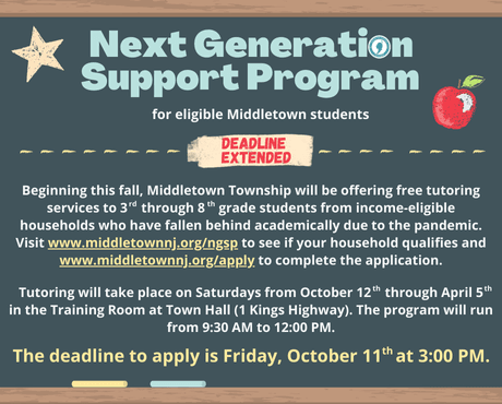 Next Generation Support Program Application Deadline Extended to Friday, 10/11