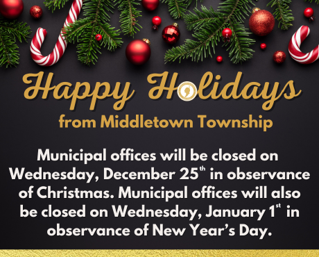 Municipal offices will be closed on Wednesday, 12/25 and Wednesday, 1/1.