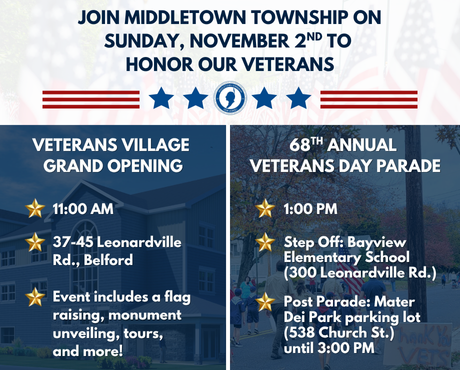 Veterans Day Parade and Veterans Village Grand Opening: Sunday, 11/2