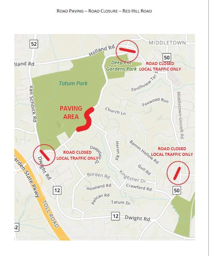 Red Hill Road Paving Closure