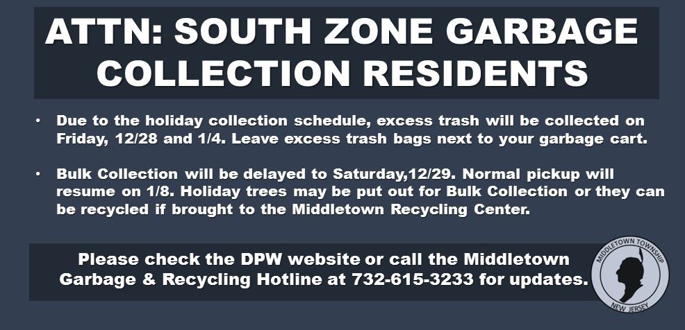 South Zone Collection Schedule Change 