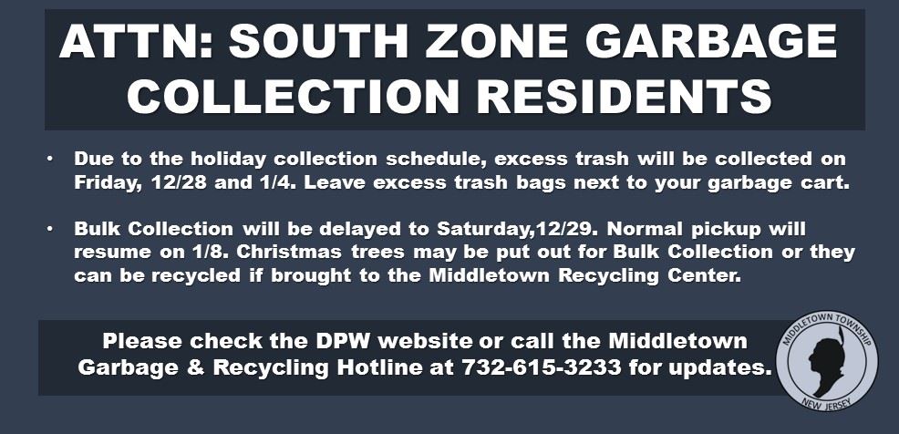 Holiday Collection Change- South Zone