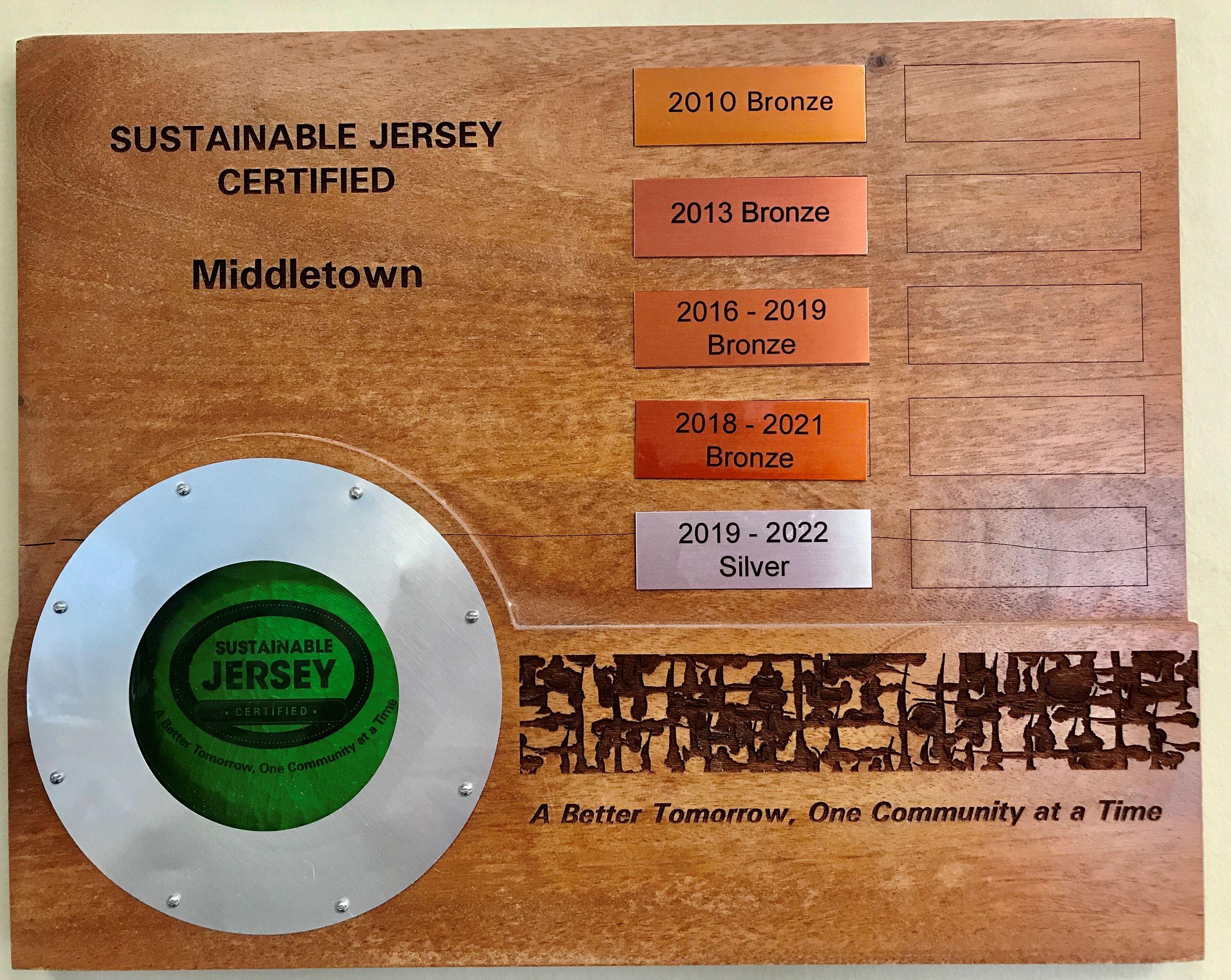 Sustainable Jersey 2019 plaque