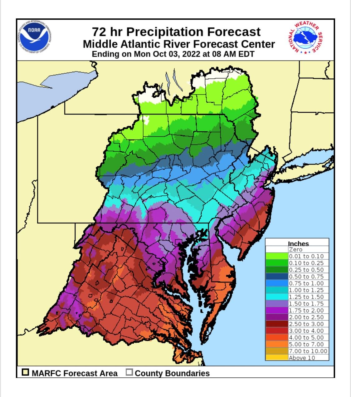 72 hr precipitation forecast_Hurricane Ian