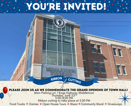 Please join us as we commemorate the Grand Opening of Town Hall on Thurs., 6/22 from 5-8 PM