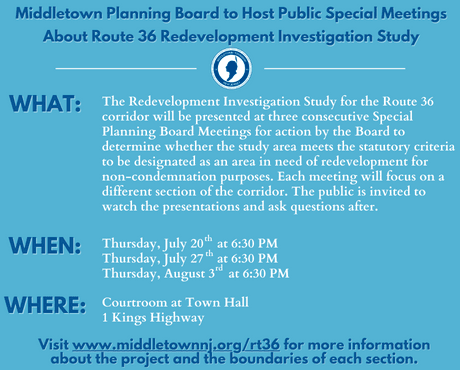 Special Planning Board Meeting Dates for Route 36 Public Hearings