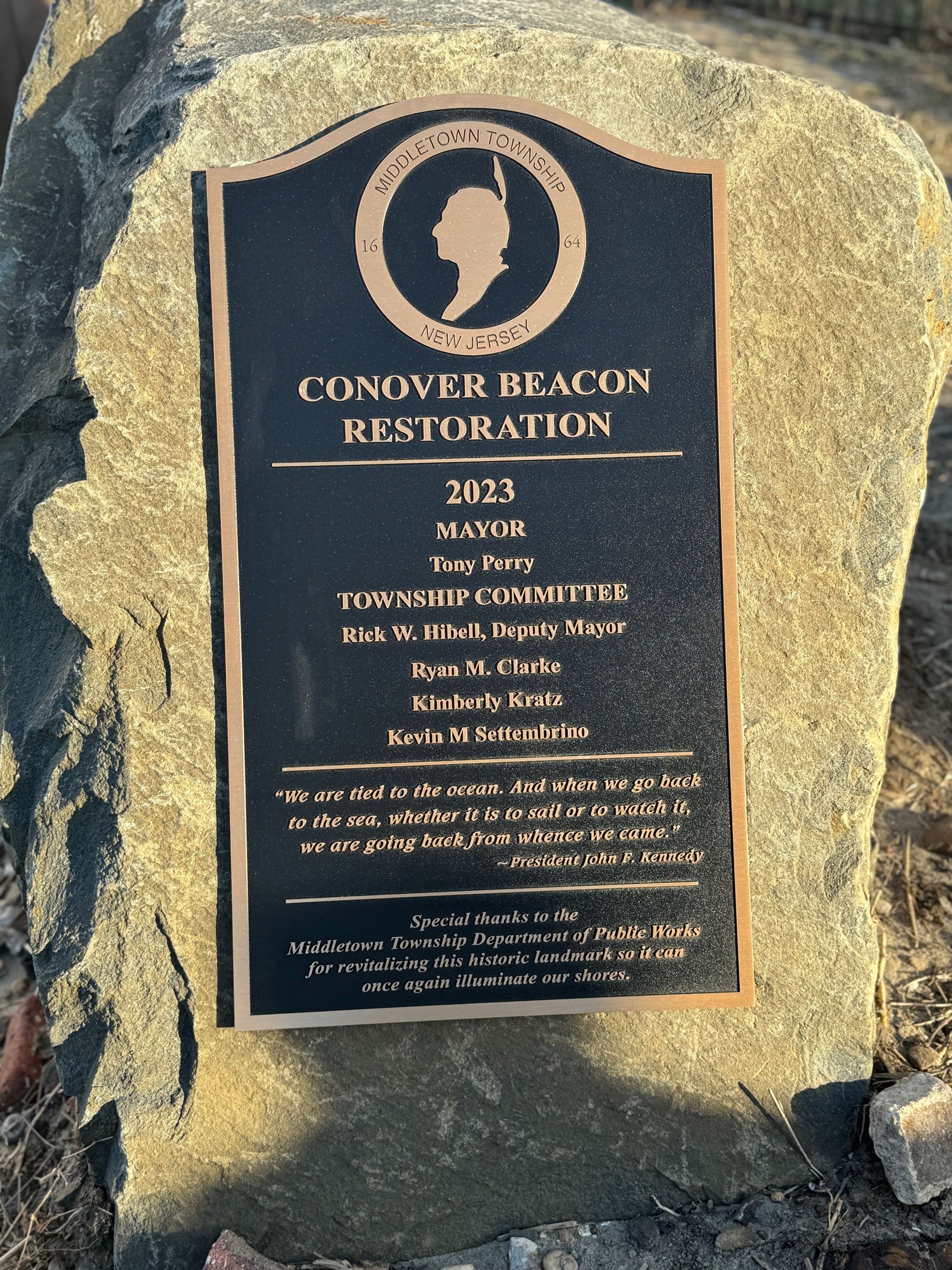 Conover Beacon Dedication Plaque