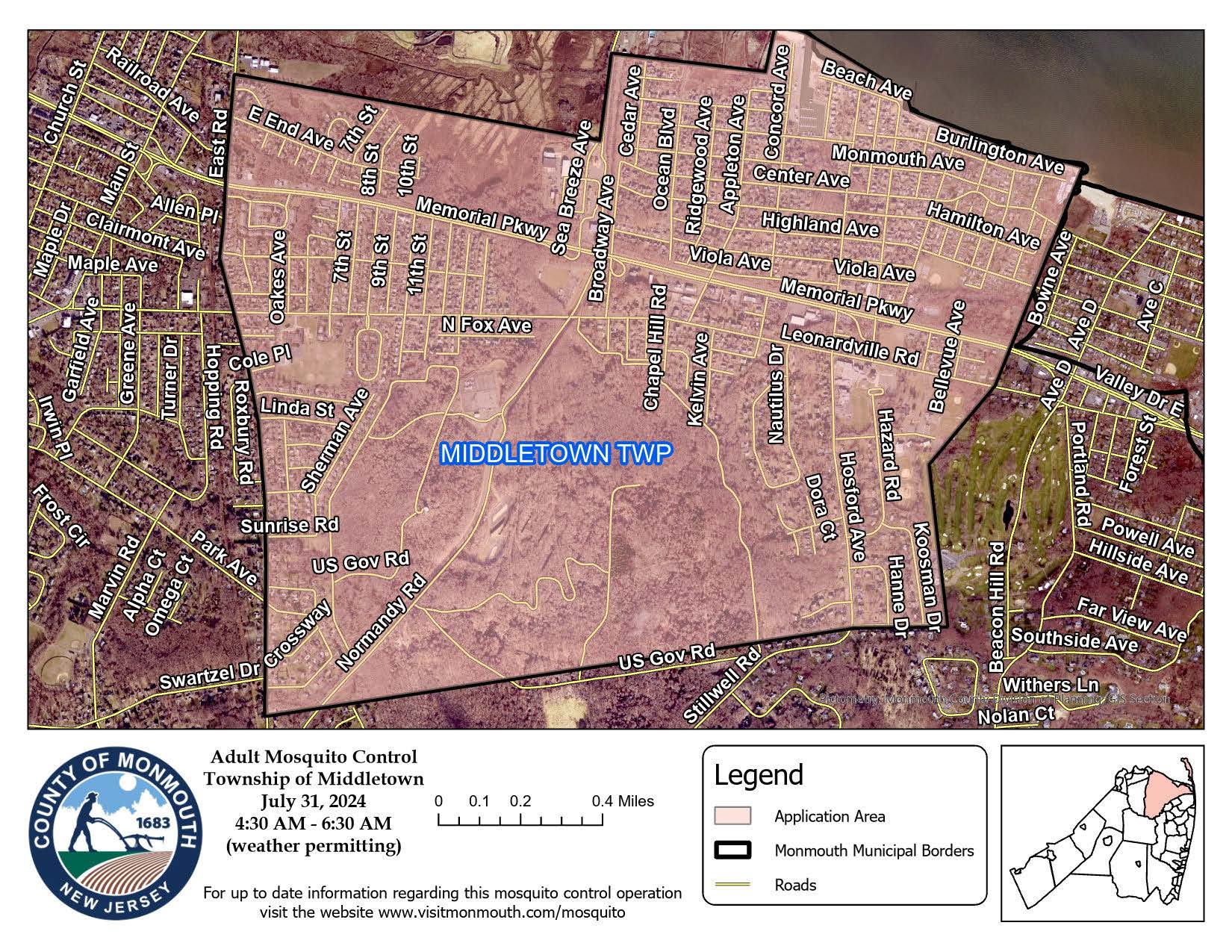 Monmouth County Mosquito Control Map 7-31-24